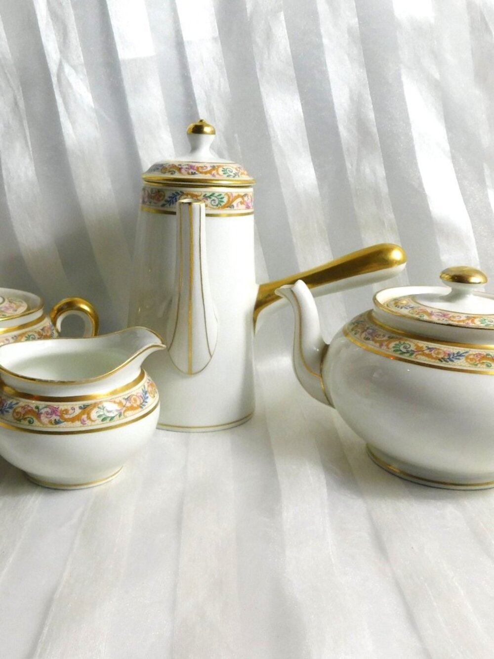 Bernardaud Limoges Chocolate Pot, Teapot and Sugar & Creamer Set # 26834